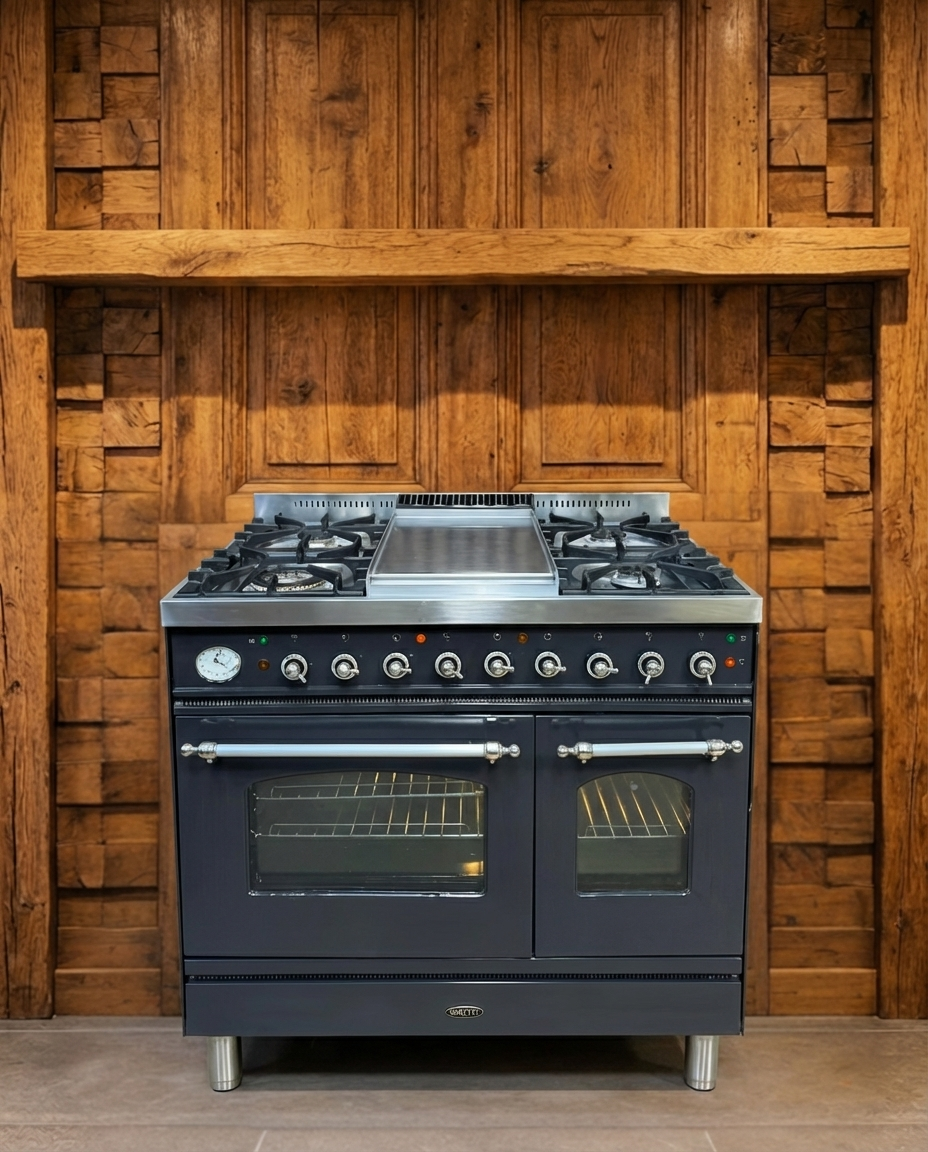 Boretti Gasfornuis · 90cm · 5 Pits + Bakplaat · Dubbele Oven · Antraciet