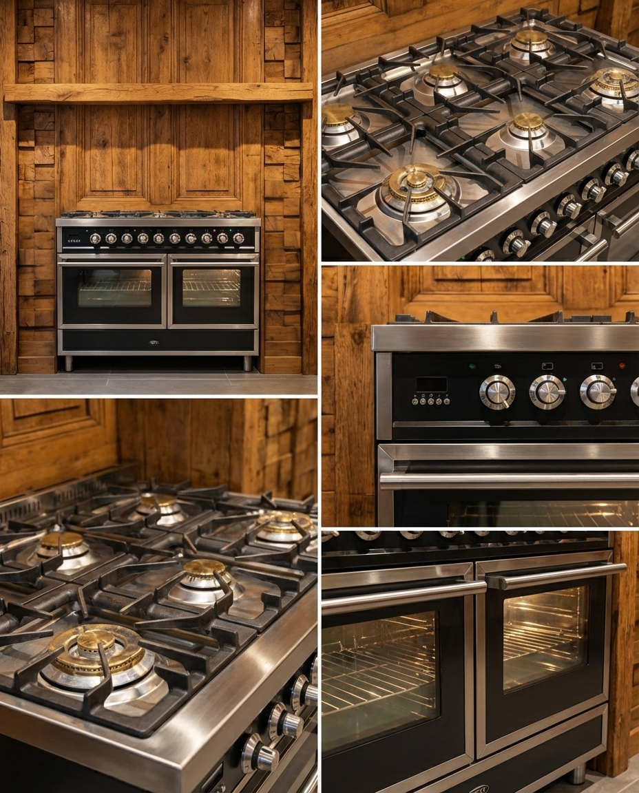 Boretti Gas · 6-pits met Dubbele Wokbrander · Dubbele Oven · Antraciet Chrome · 100cm