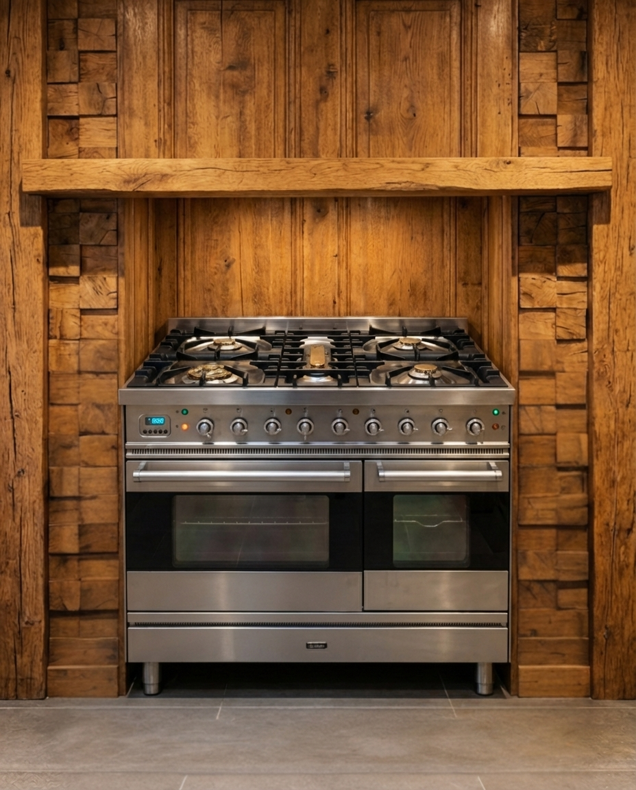 Boretti Gas · 5-pits met Wokbrander & Visbrander · Dubbele Oven · Volledig RVS · 90cm