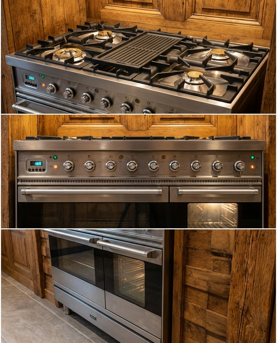 Boretti Gas · 5-pits met Wokbrander & Visbrander · Dubbele Oven · Volledig RVS · 90cm