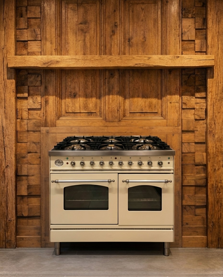 Boretti Gas · 6-pits · Dubbele Oven · Crème Chrome · 100cm