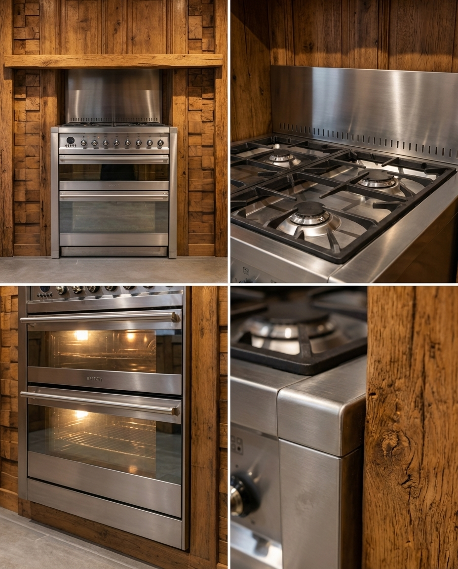 Smeg Gas · 4-pits met Wokbrander · Dubbele Oven · Incl. Achterwand · RVS · 70cm