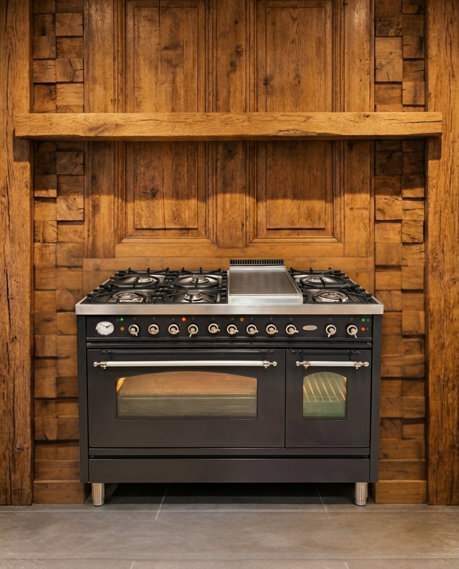 Boretti Gas · 7-pits + FryTop · Dubbele Oven · Antraciet Chrome · 120cm