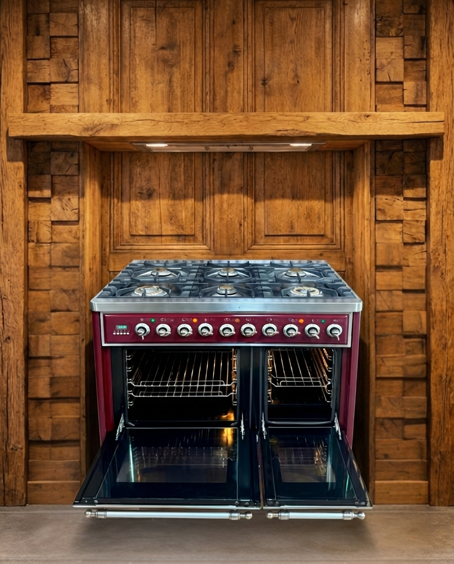 Boretti Majestic Gas · 6-pits · Dubbele Oven · Bordeaux Rood · 100cm