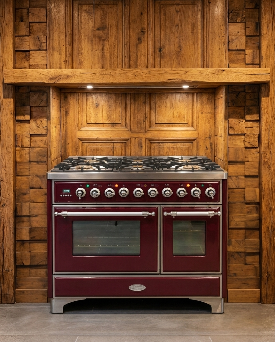 Boretti Majestic Gas · 6-pits · Dubbele Oven · Bordeaux Rood · 100cm