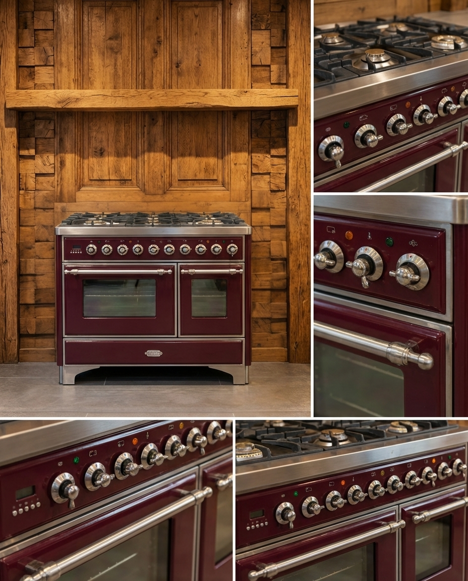 Boretti Majestic Gas · 6-pits · Dubbele Oven · Bordeaux Rood · 100cm