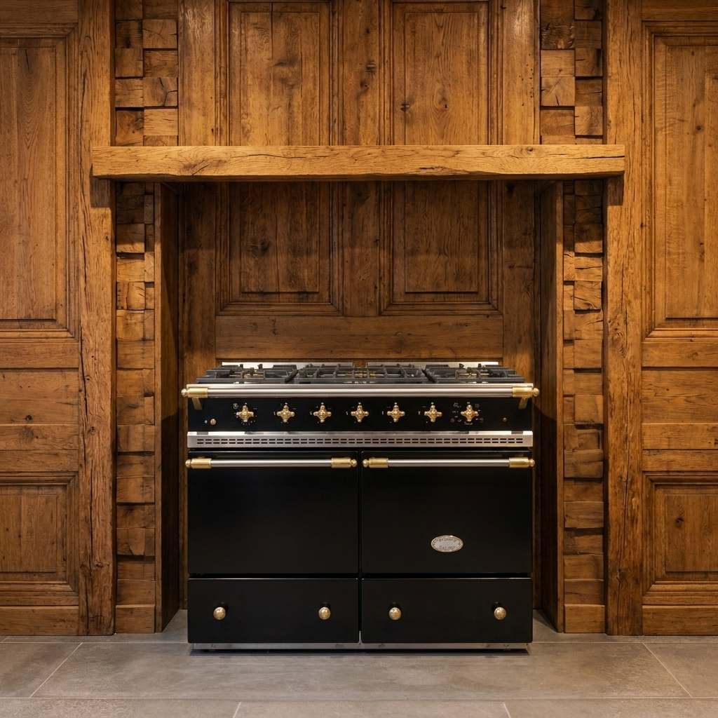 Lacanche Cluny 1000 · Hoogglans Zwart met Messing · 100cm · 5-pits Gas · Dubbele Oven