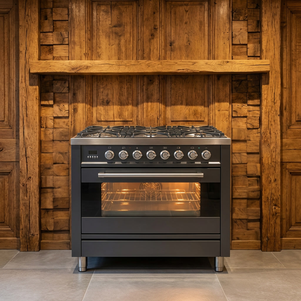 Boretti · Antraciet met RVS · 90cm · 6-pits Messing met Wokbrander · Inclusief Pizzasteen & Grillplaat