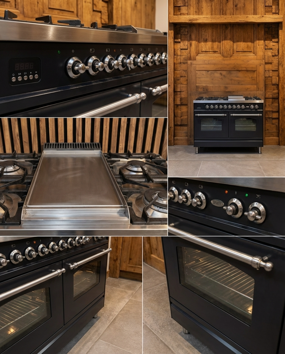 Boretti Gasfornuis · 120cm · 7 Pits + Bakplaat · Dubbele Oven · Antraciet