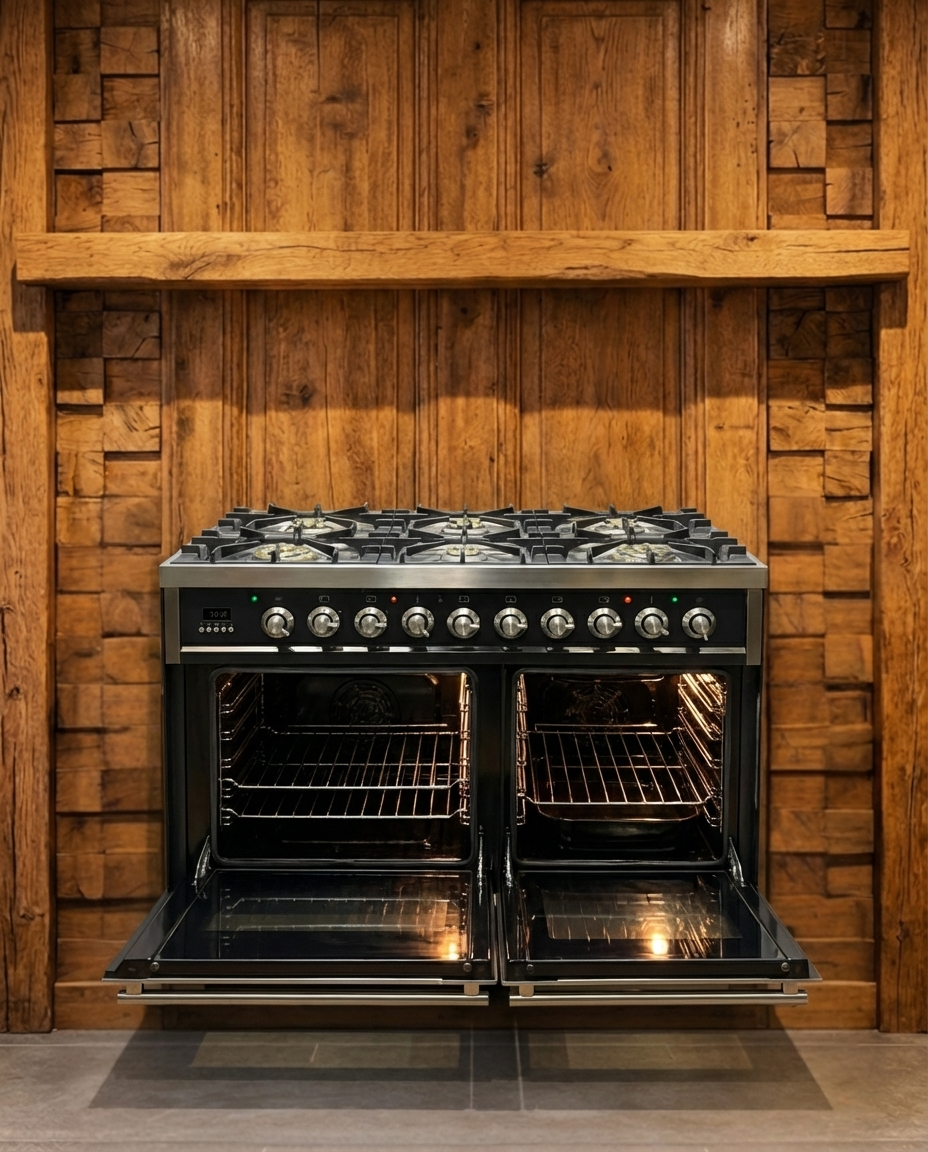 Boretti Gas · 6-pits met Dubbele Wokbrander · Dubbele Oven · Antraciet Chrome · 100cm