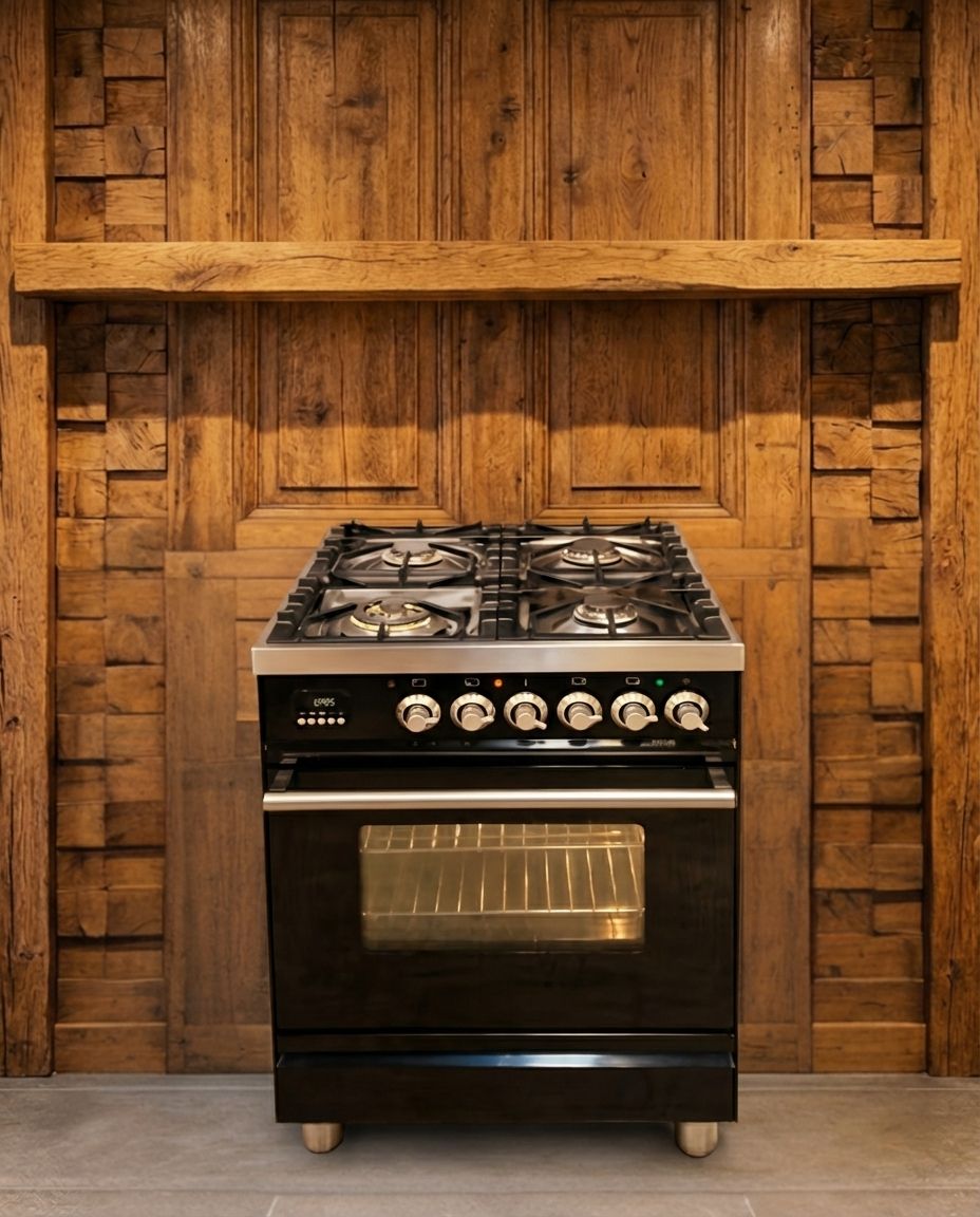 Boretti Gas · 4-pits met Wokbrander  · Hoogglans Zwart · 60cm