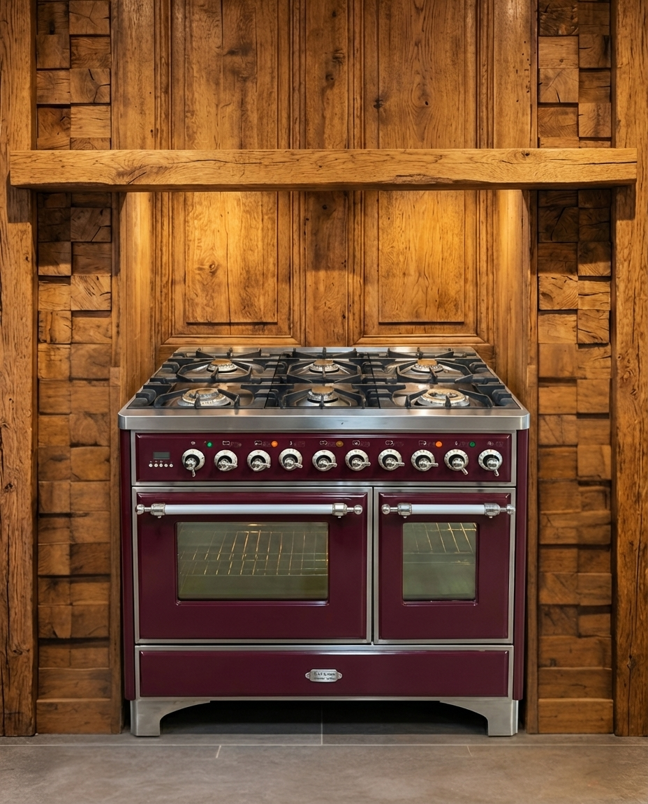 Boretti Majestic Gas · 6-pits · Dubbele Oven · Bordeaux Rood · 100cm