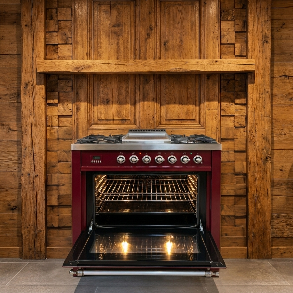 Boretti · Bordeaux Rood · 90cm · 5-pits Messing · Multifunctionele Oven