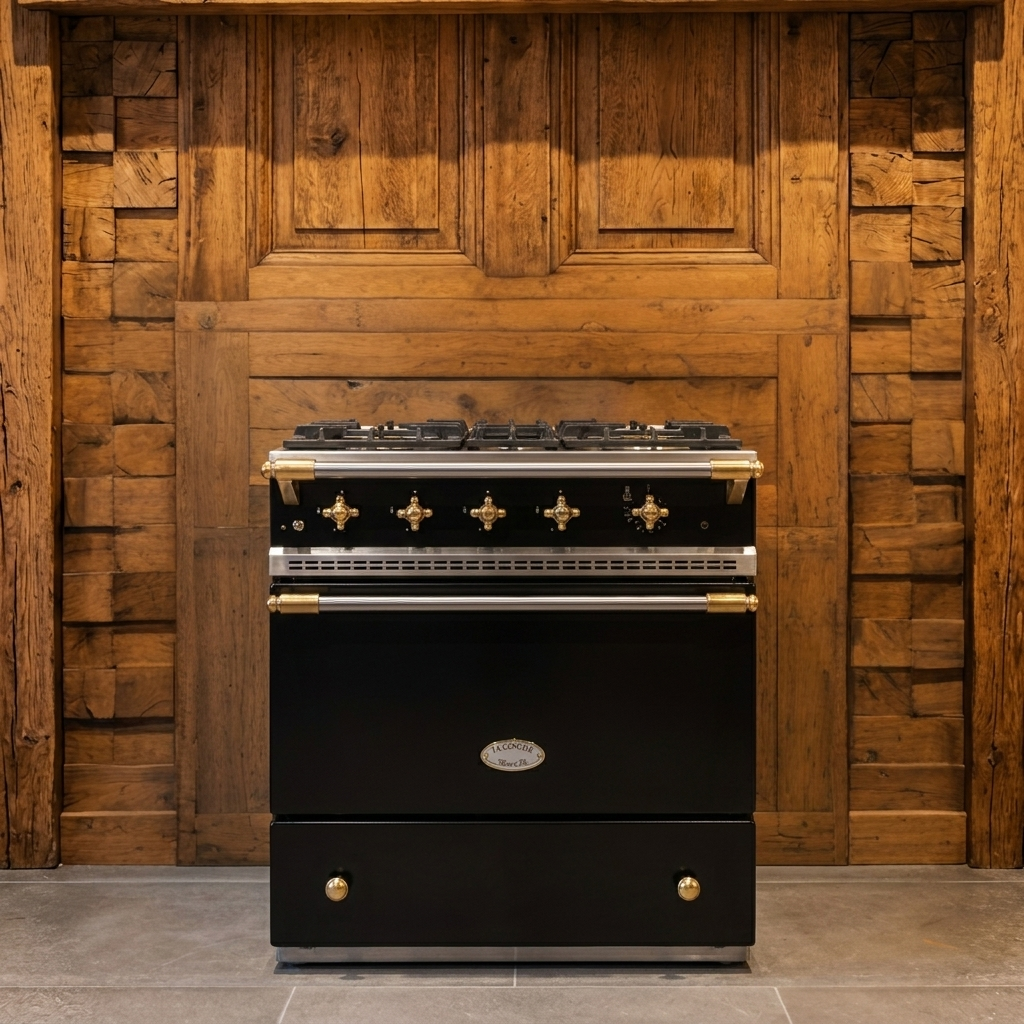 Lacanche Cormatin · Zwart met Messing · 70cm · 4-pits Gas · Gasoven