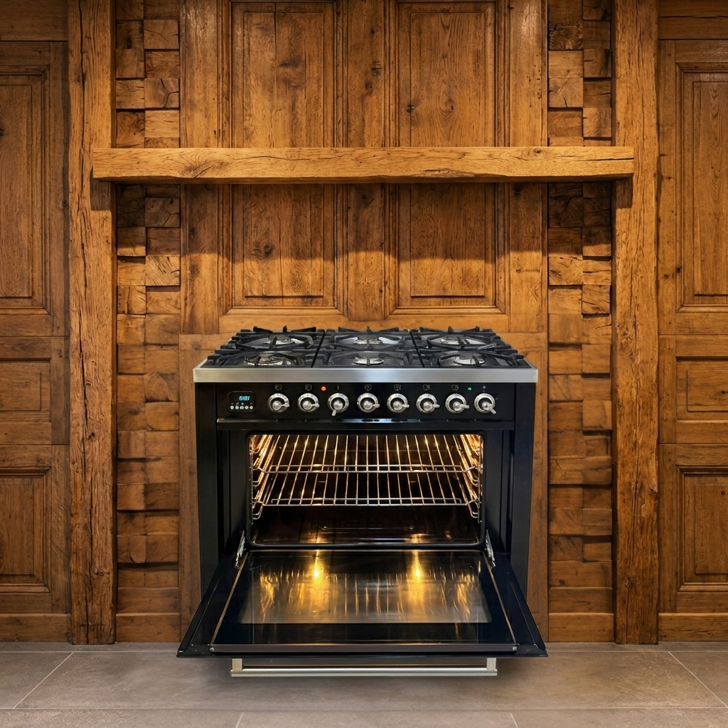 Boretti · Hoogglans Zwart · 90cm · 6-pits Messing (incl. Wokbrander) · Multifunctionele Oven