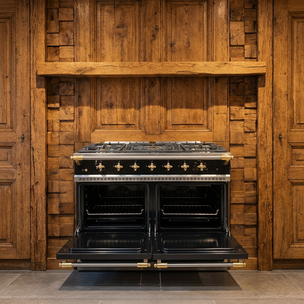 Lacanche Cluny 1000 · Hoogglans Zwart met Messing · 100cm · 5-pits Gas · Dubbele Oven