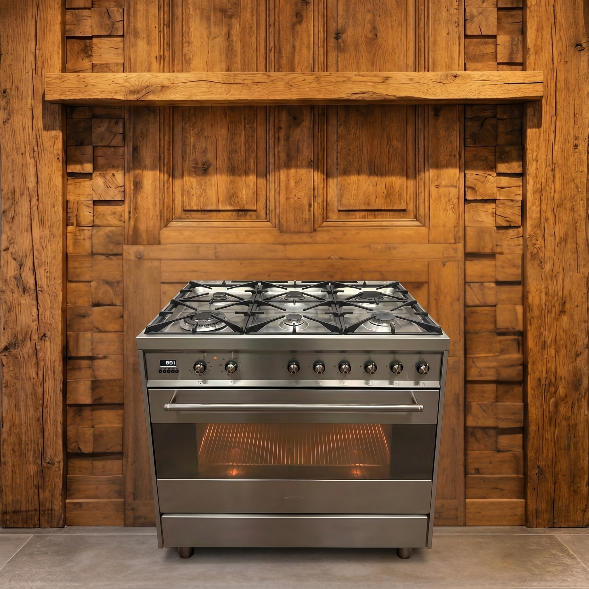 Smeg C9GMXNL · RVS · 90cm · 6-pits Gas met 4,2kW Wokbrander · 115L Multifunctionele Oven