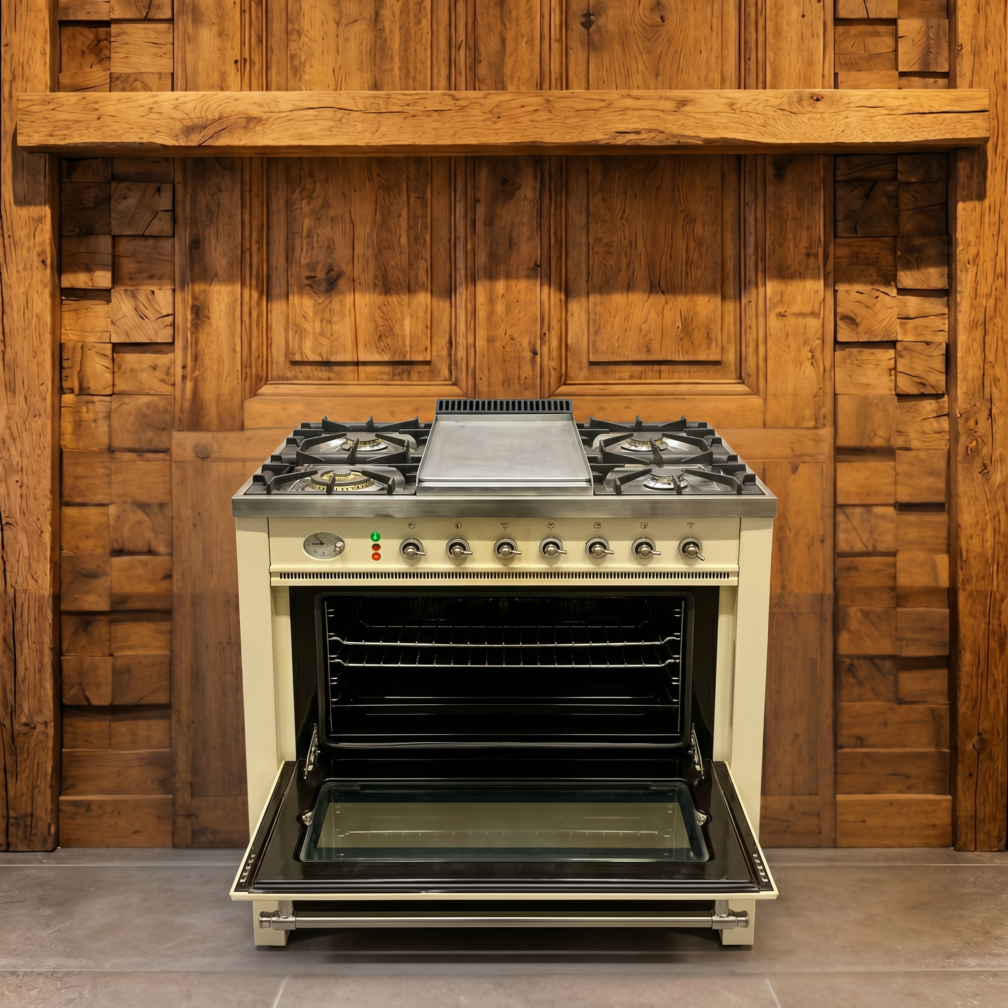 Boretti Nostalgie · Crème · 90cm · 5-pits Gas met Wokbrander · Fry-top