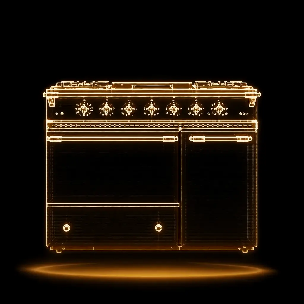Lacanche Vougeot 100 cm fornuis — Noir als technische projectie