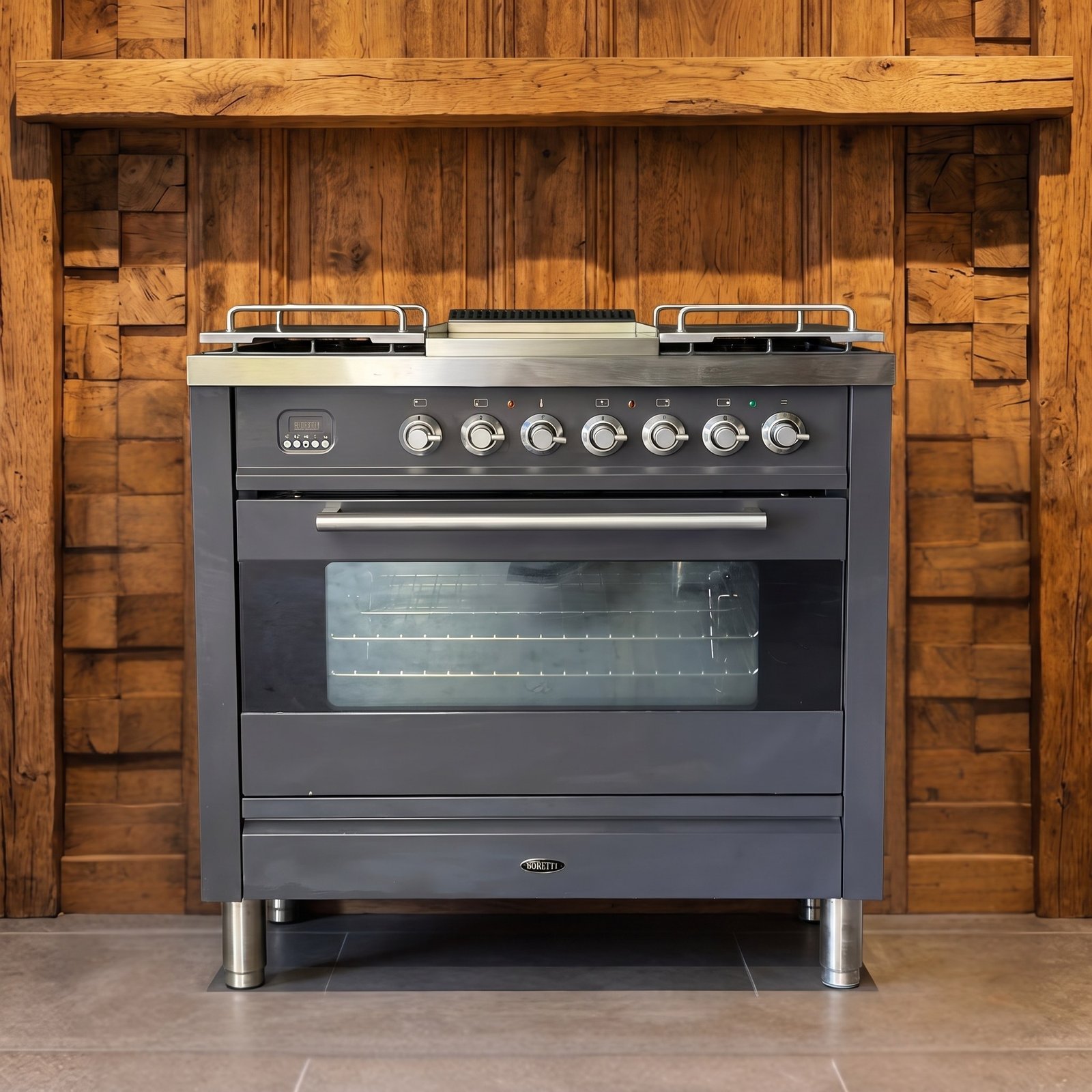 Boretti · 90 cm · 5-pits · 1 oven · Antraciet