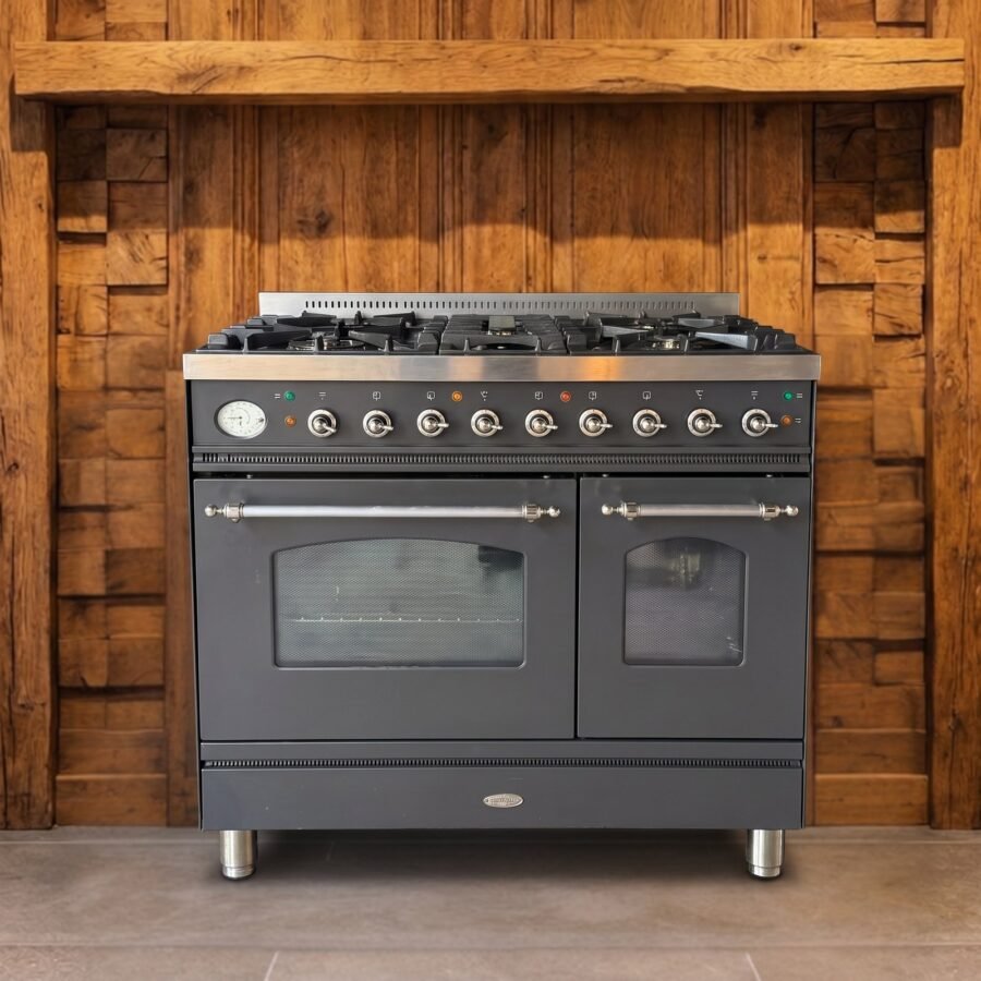 Boretti · 90 cm · 5-pits · 2 ovens · Antraciet