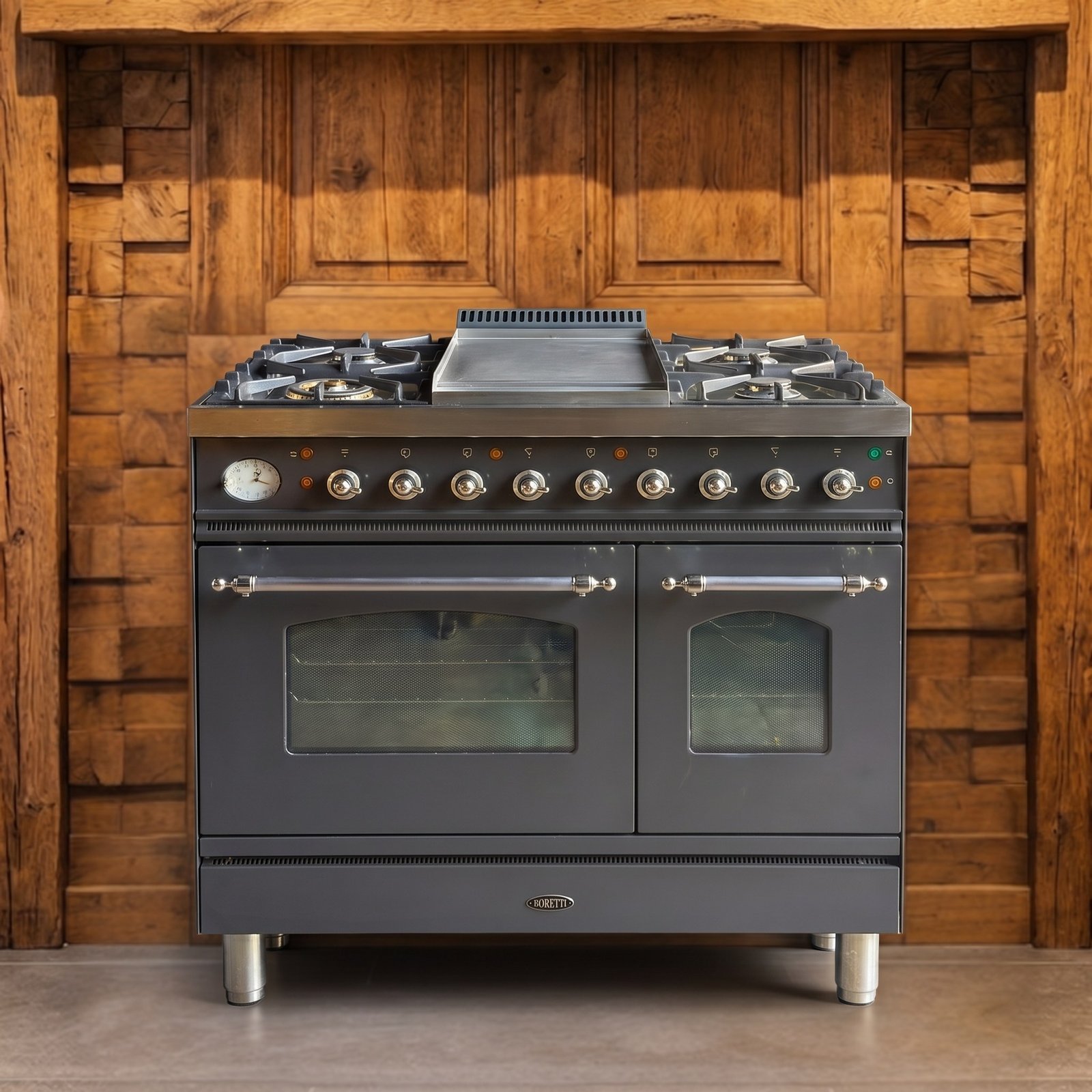 Boretti · 90 cm · 5-pits · 2 ovens · Antraciet