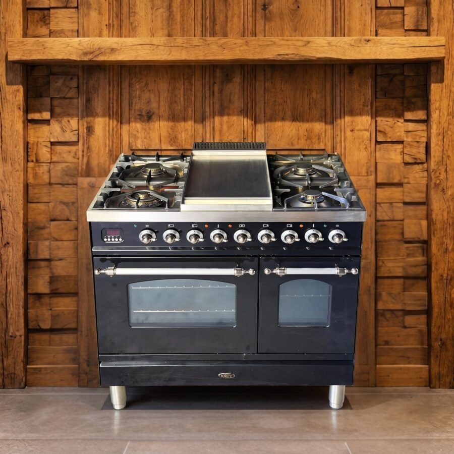 Boretti · 90 cm · 5-pits · 2 ovens · Hoogglans Zwart