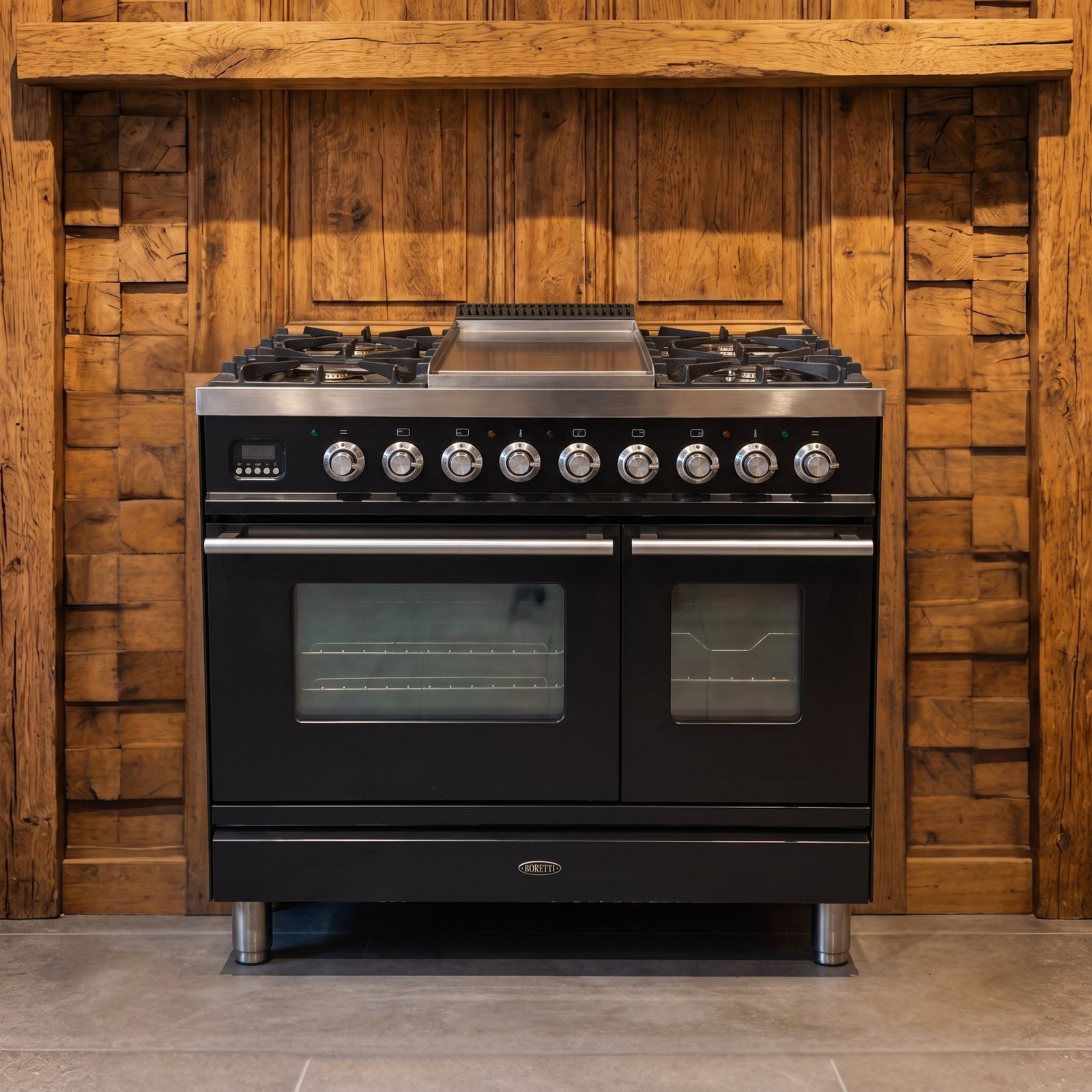 Boretti · 90 cm · 5-pits · 2 ovens · Hoogglans Zwart
