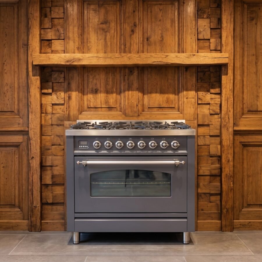 Boretti · 90 cm · 6-pits · 1 oven · Antraciet