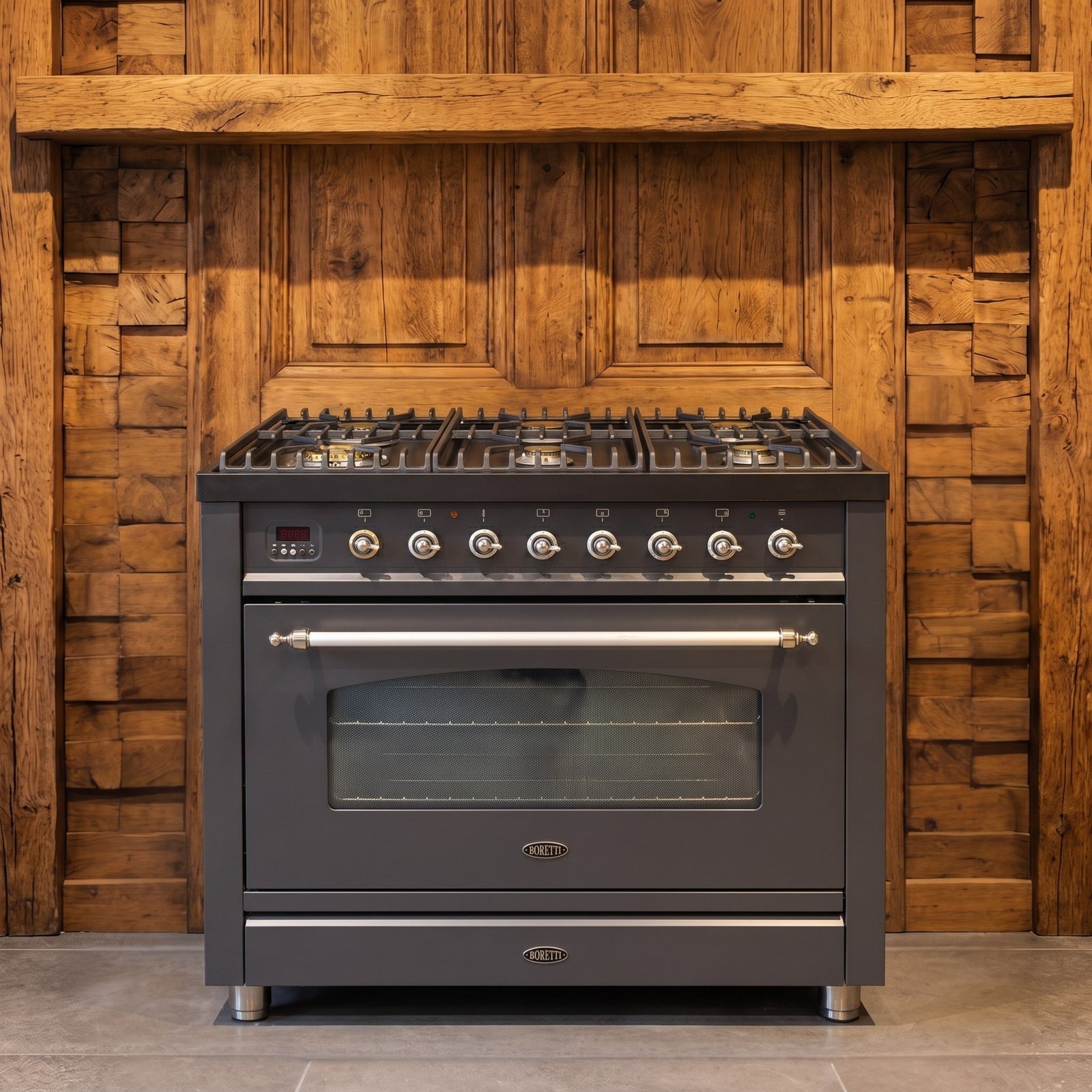 Boretti · 90 cm · 6-pits · 1 oven · Antraciet