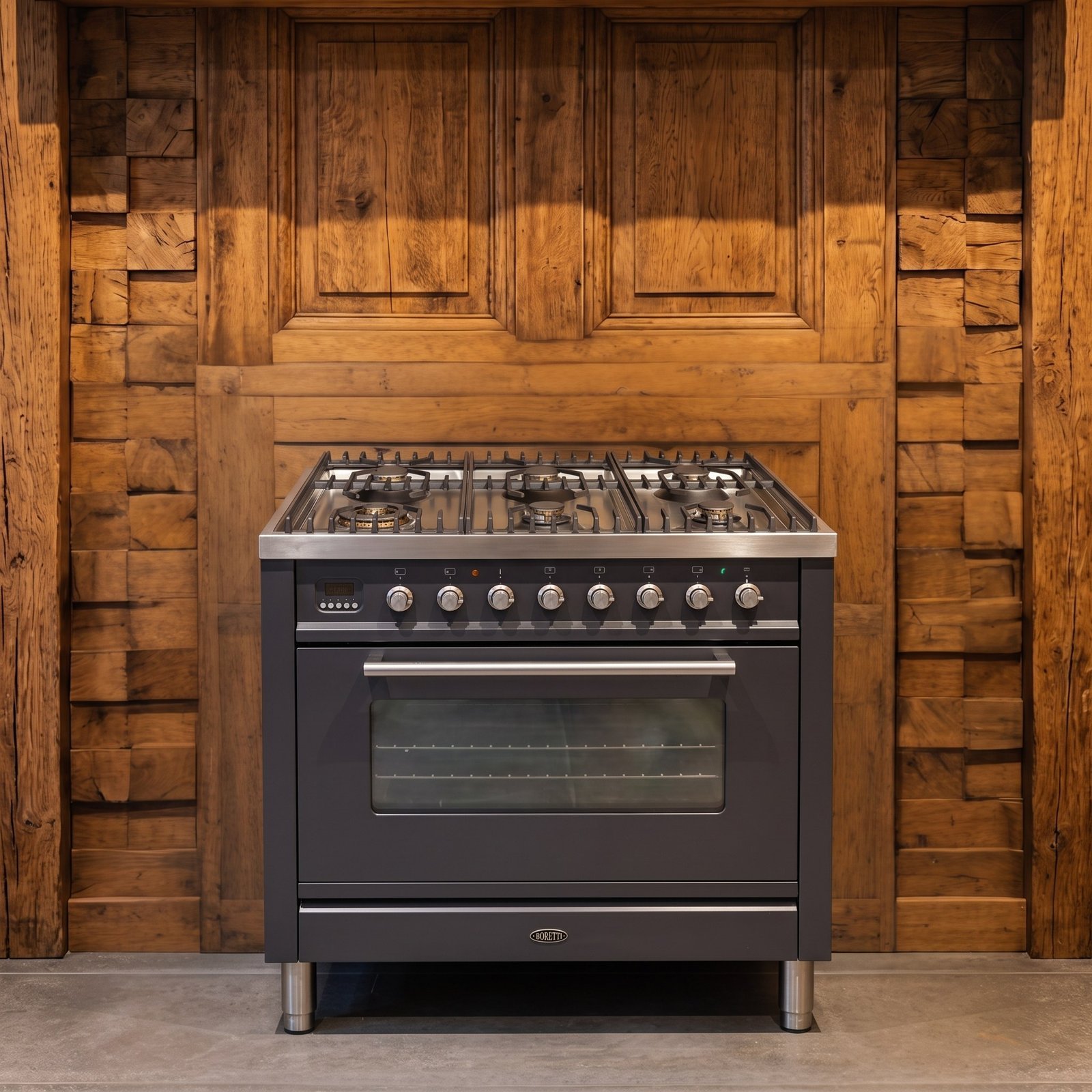Boretti · 90 cm · 6-pits · 1 oven · Antraciet
