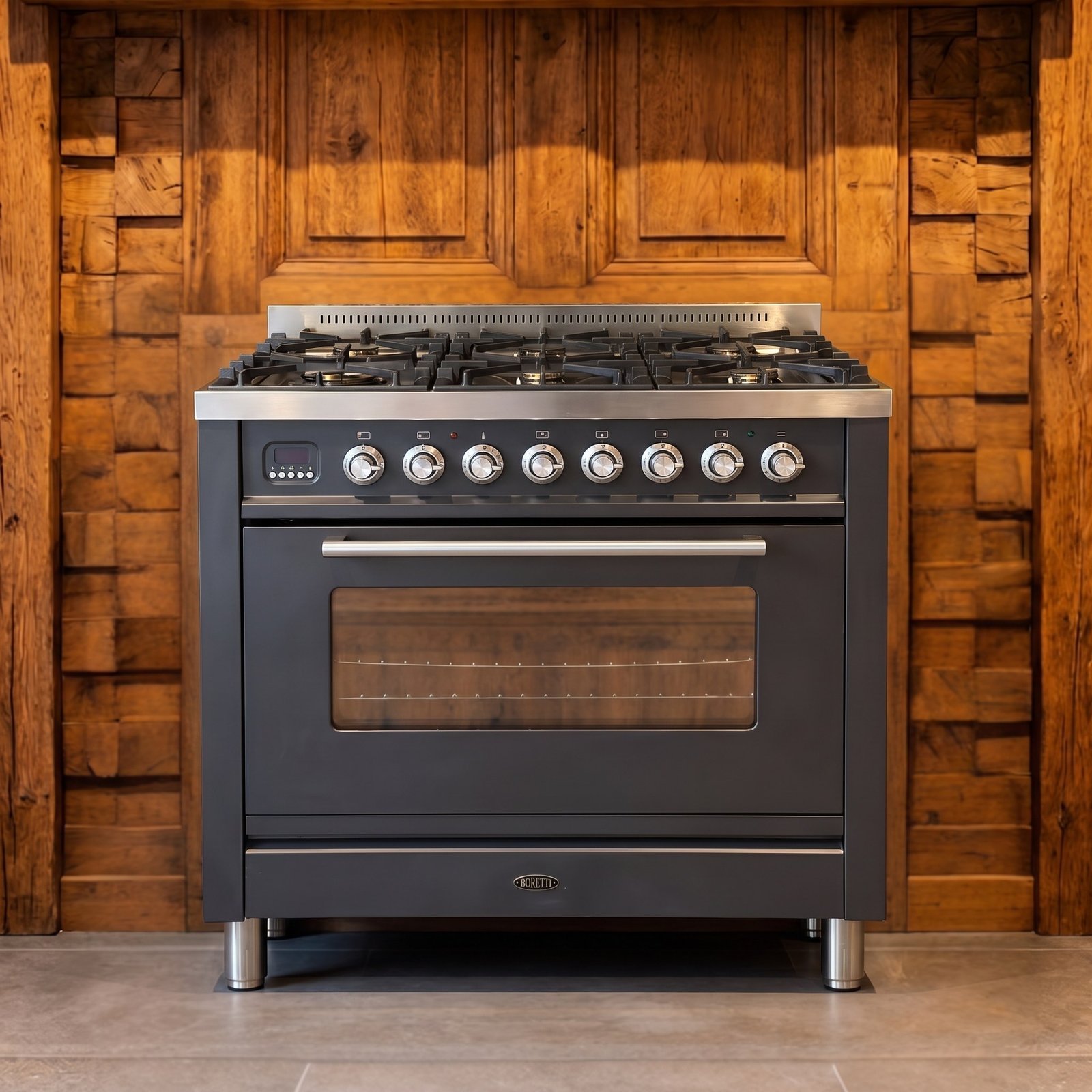 Boretti · 90 cm · 6-pits · 1 oven · Antraciet