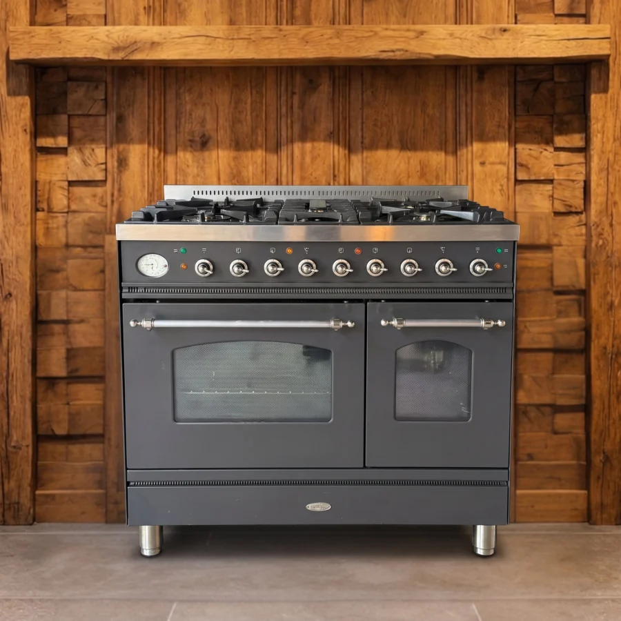 Boretti fornuis antraciet 90 cm dubbele oven
