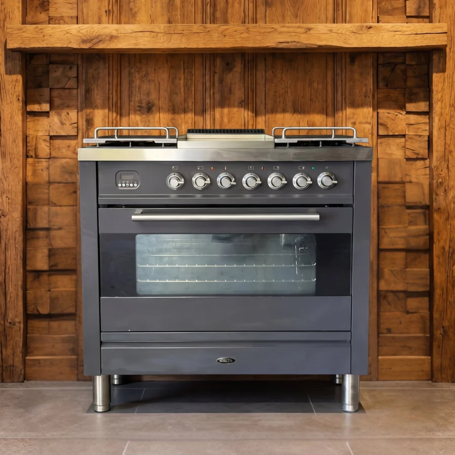 Boretti antraciet fornuis 90 cm met Fry-Top