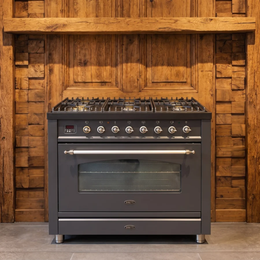 Boretti Inizio 90 cm fornuis — Antraciet met chroom