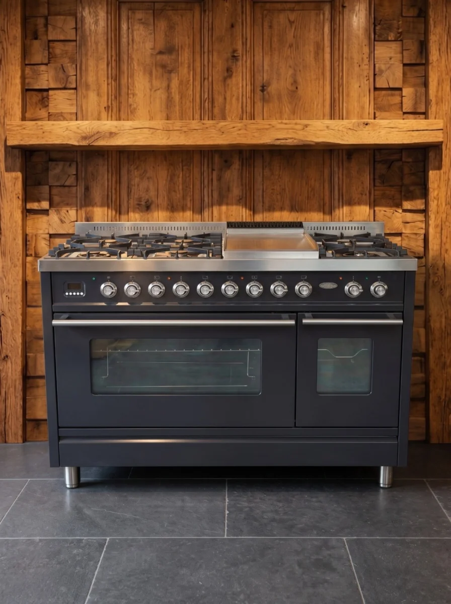Boretti 120 cm fornuis — Antraciet met rvs