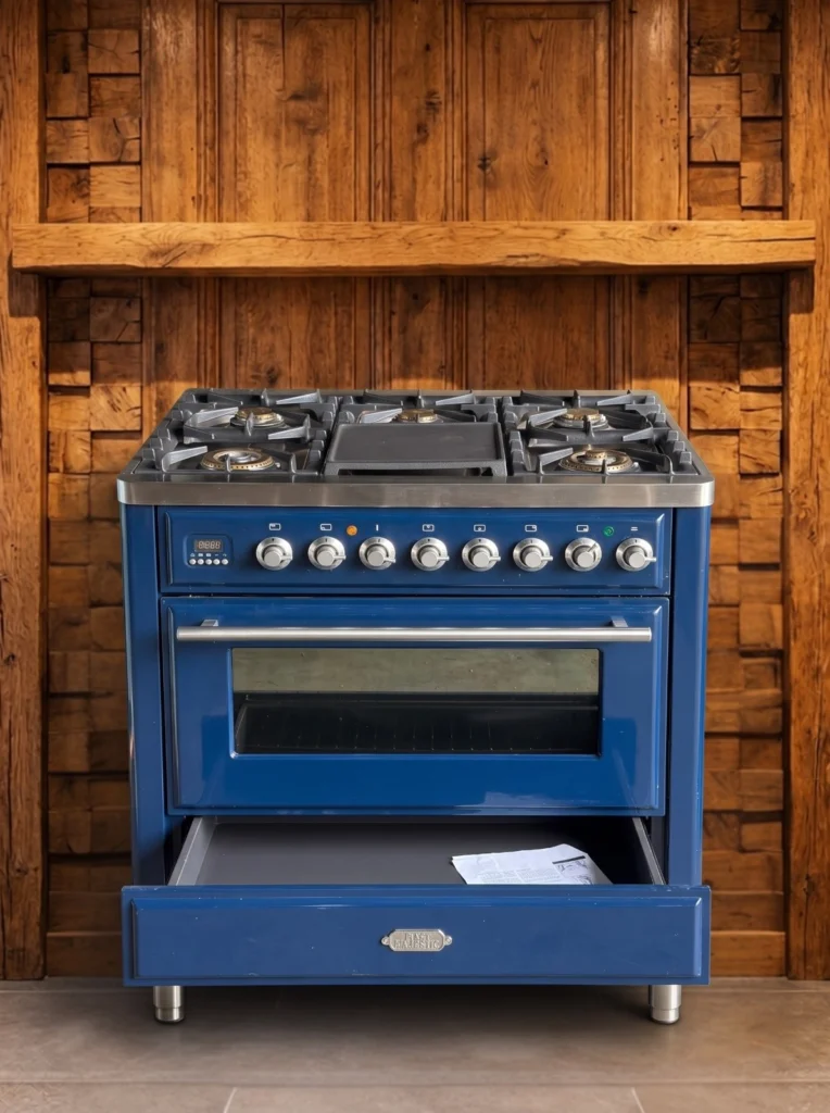 Boretti Majestic 90 cm gasfornuis — Blauw — foto 2 van 4