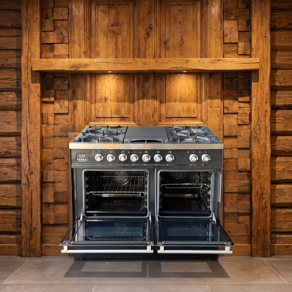 Boretti hoogglans zwart fornuis 100 cm dubbele oven — foto 3 van 16