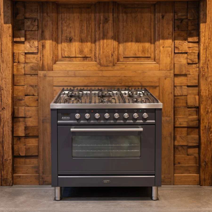 Boretti antraciet fornuis 90 cm, 300 graden oven