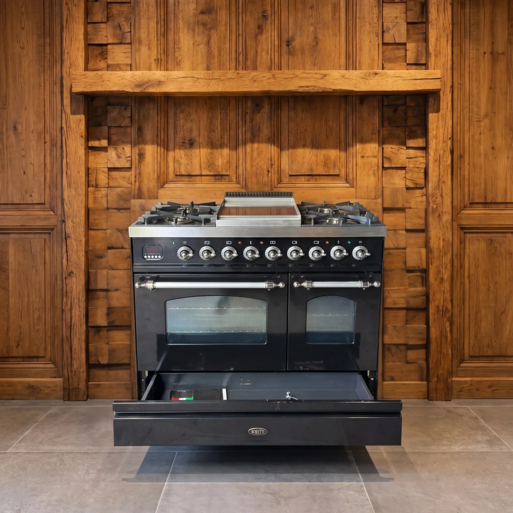 Boretti Zwart fornuis 90 cm dubbele oven — foto 2 van 5