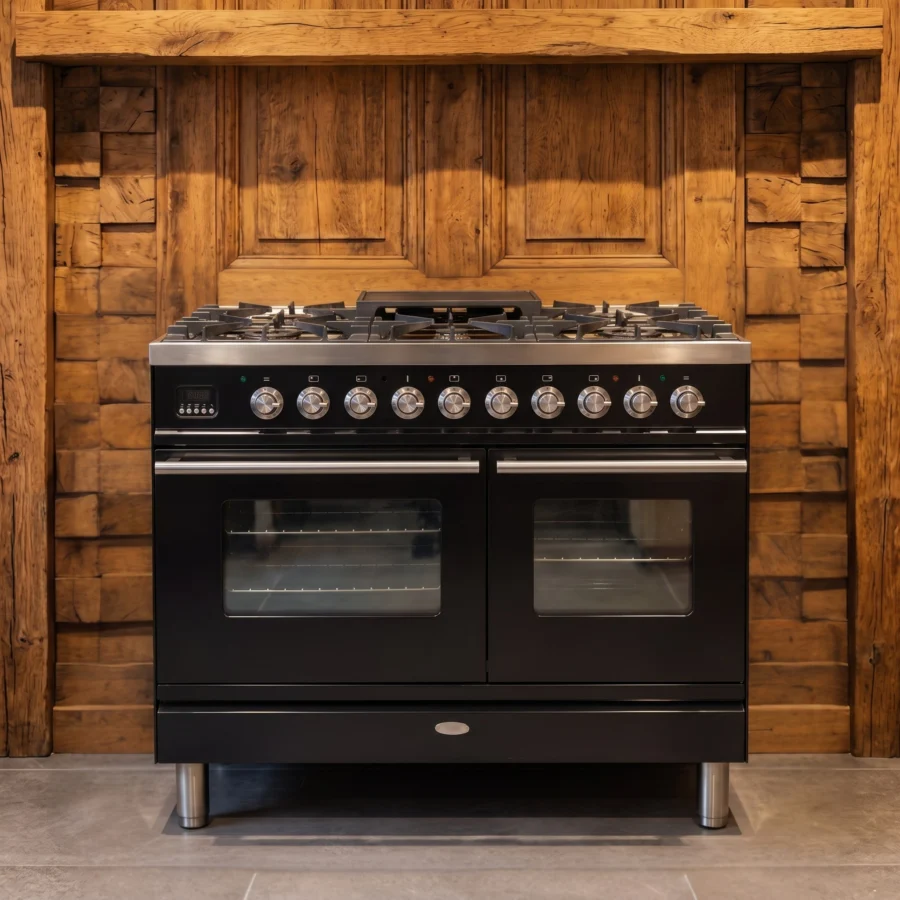 Boretti Principale 100 cm fornuis — Zwart met rvs