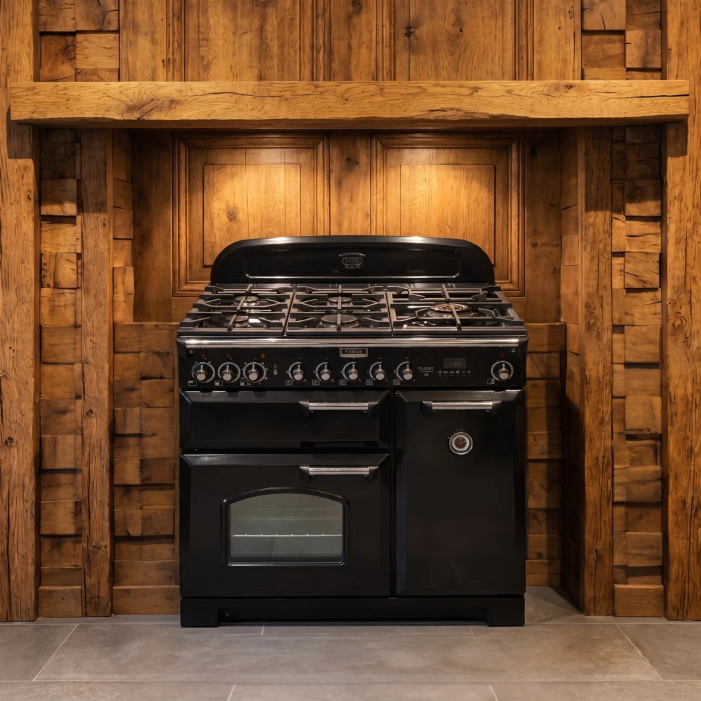Falcon Classic Deluxe Zwart fornuis 90 cm drie ovens — foto 1 van 4