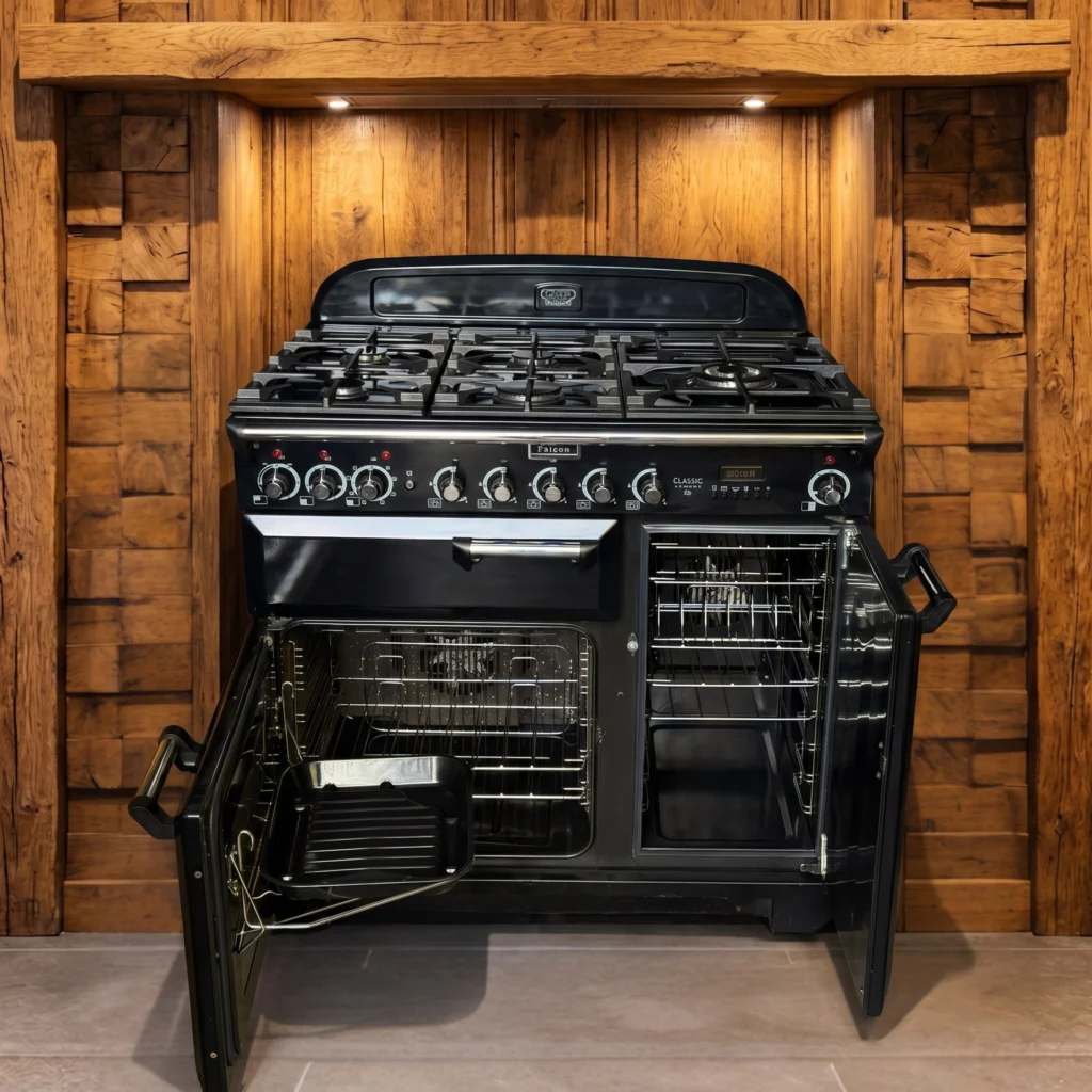 Falcon Classic Deluxe Zwart fornuis 90 cm drie ovens — foto 2 van 4