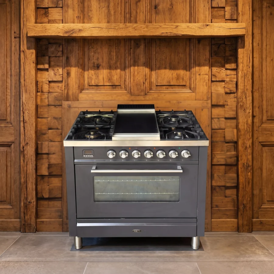 Boretti antraciet fornuis 90 cm met Fry-Top & 300 graden oven