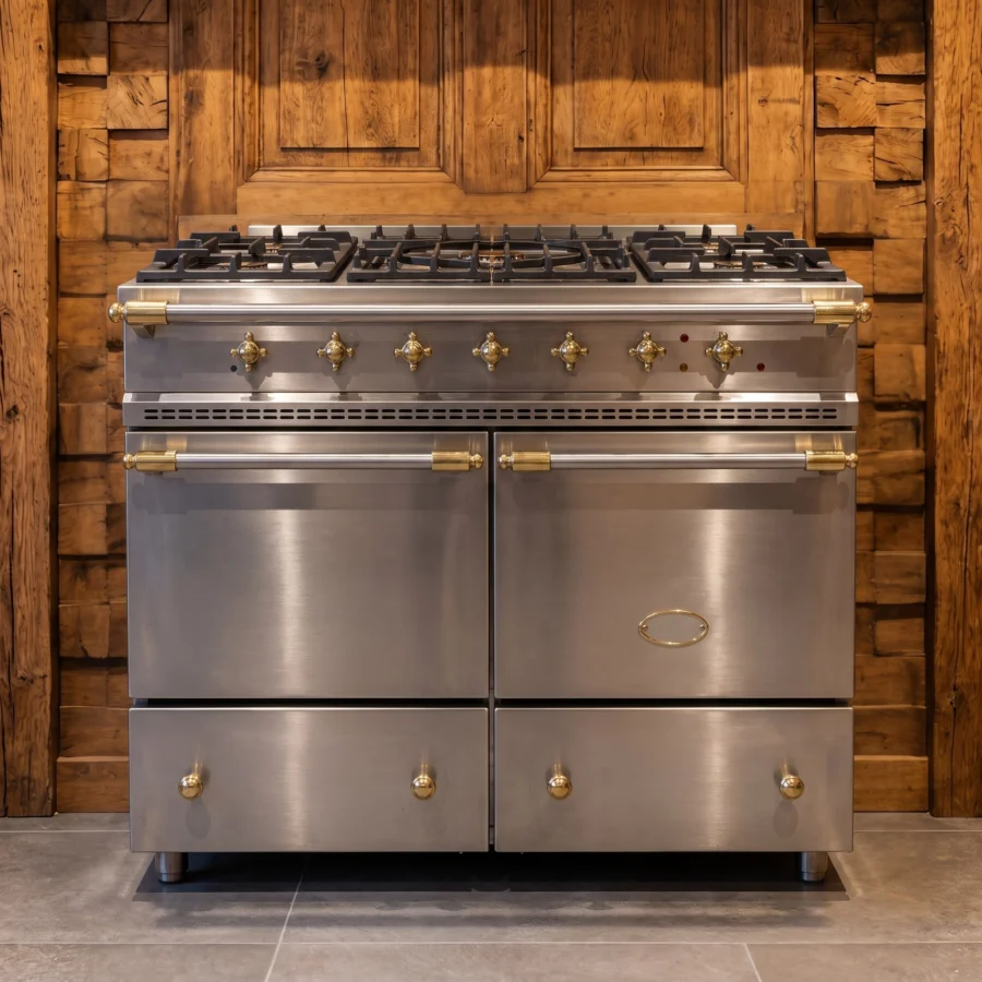 Lacanche Cluny fornuis rvs / messing 100 cm dubbele oven